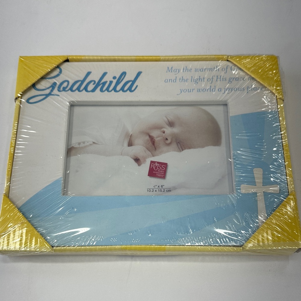 Russ Godchild Blue and Yellow Baby 4”x 6” Picture Frame Brand New unsealed